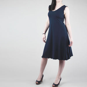 flare vneck dress in navy