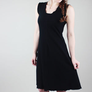 flare vneck dress in subtle black