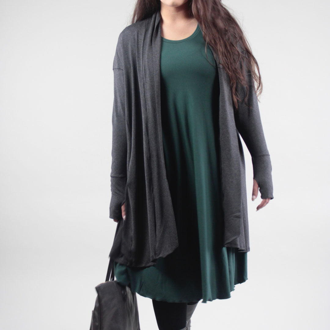 charcoal heather coco blazer over spruce lady glow