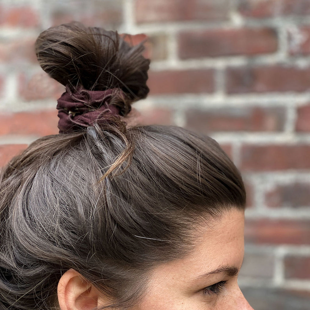 wine band holds top knot securely