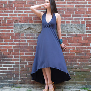 harmony vneck halter dress in navy