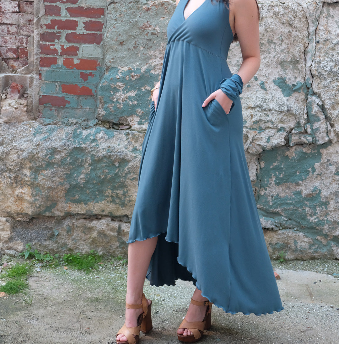 harmony vneck halter dress in ocean
