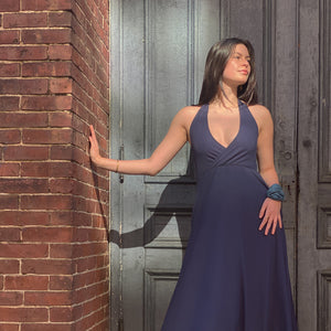 harmony vneck halter dress in navy