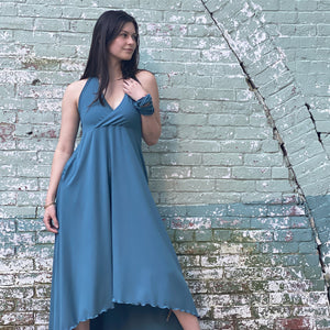 harmony vneck halter dress in ocean + ocean band