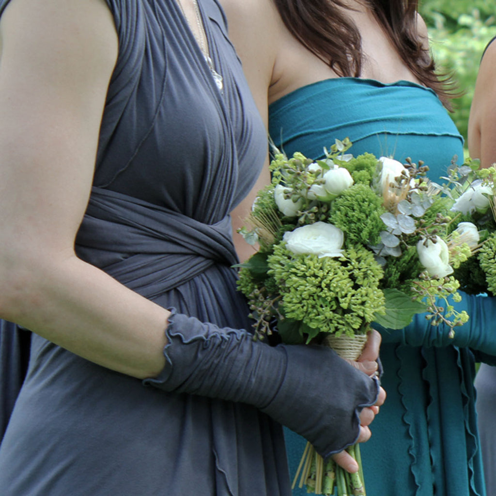 the wrap styled different ways as bridesmaid dresses