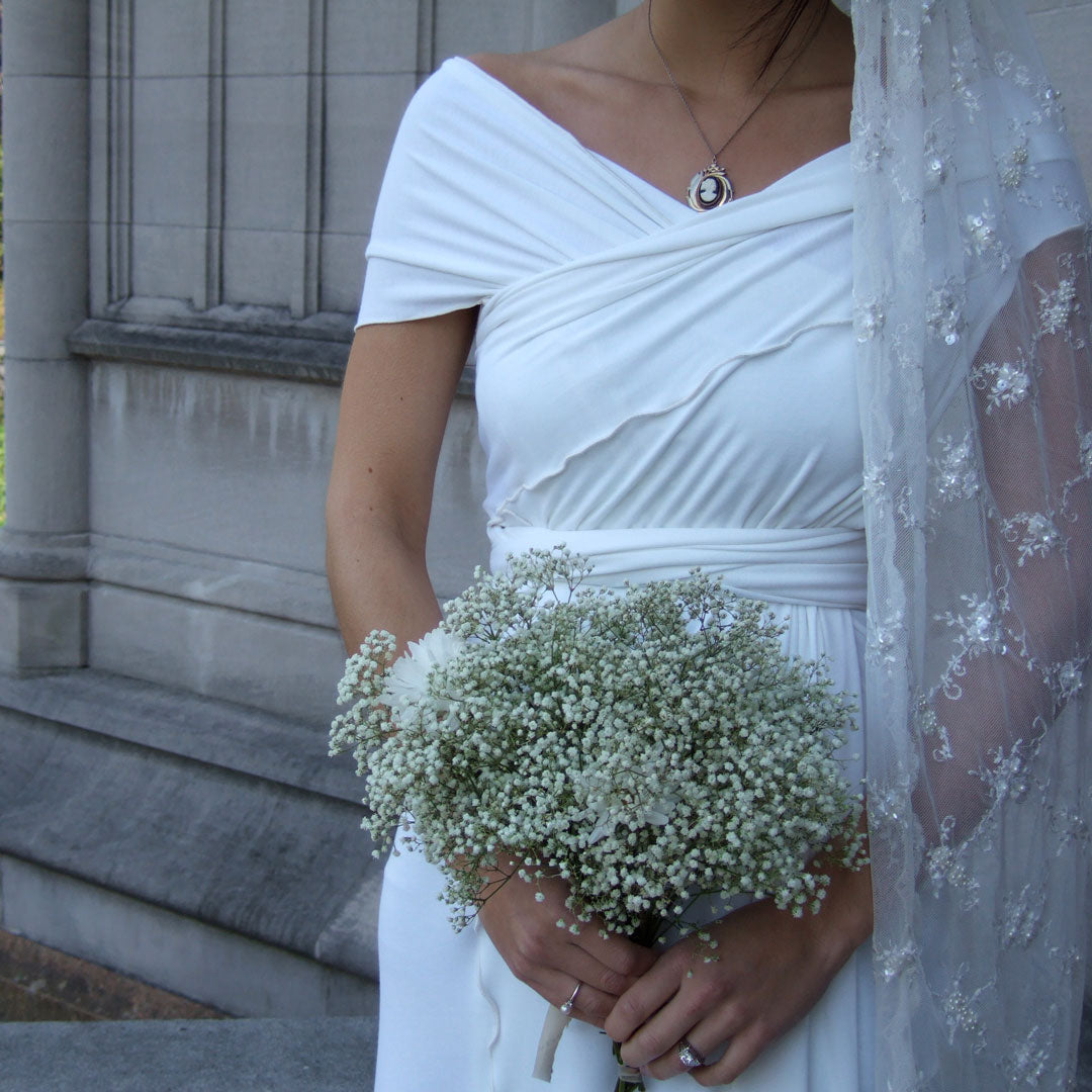 the wrap as a wedding gown in white