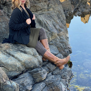 subtle stripe cardi jacket with our mineral base and olive hourglass