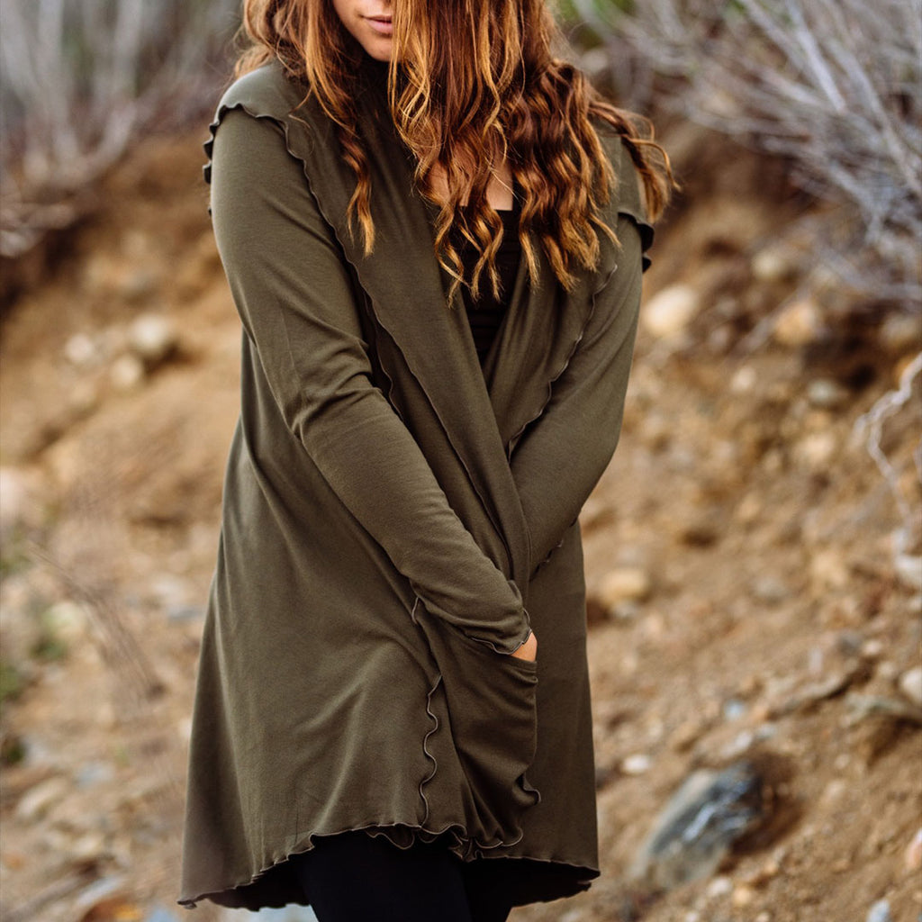 olive cardi jacket - soothe + comfort with bamboo