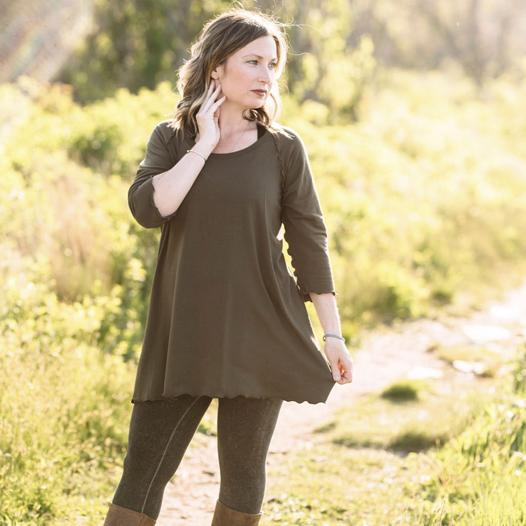 swing tunic top in olive