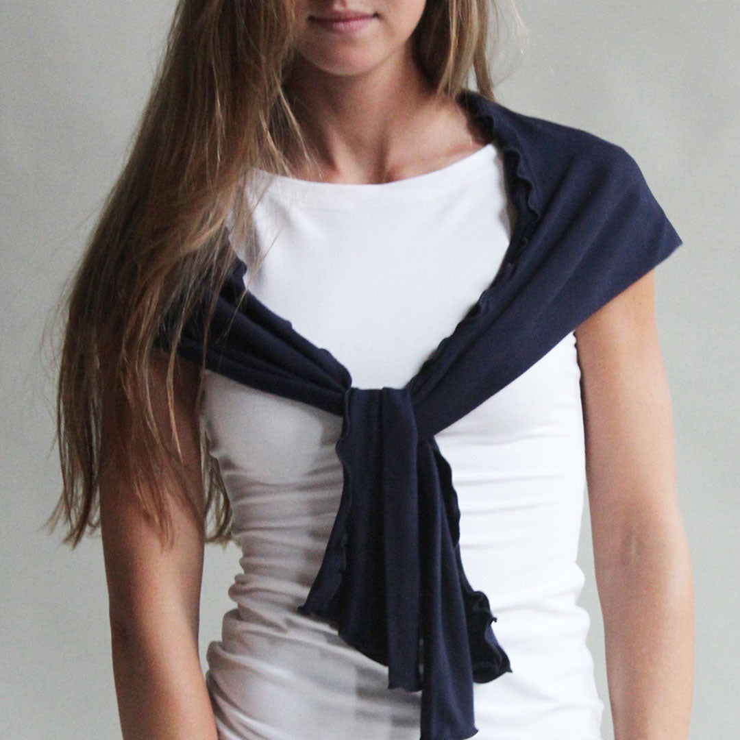 navy bamboo shrug