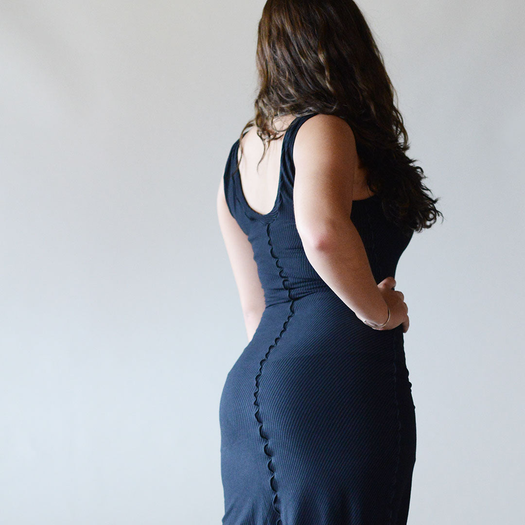 goddess dress in subtle black