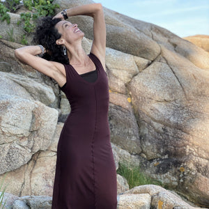 goddess dress in wine