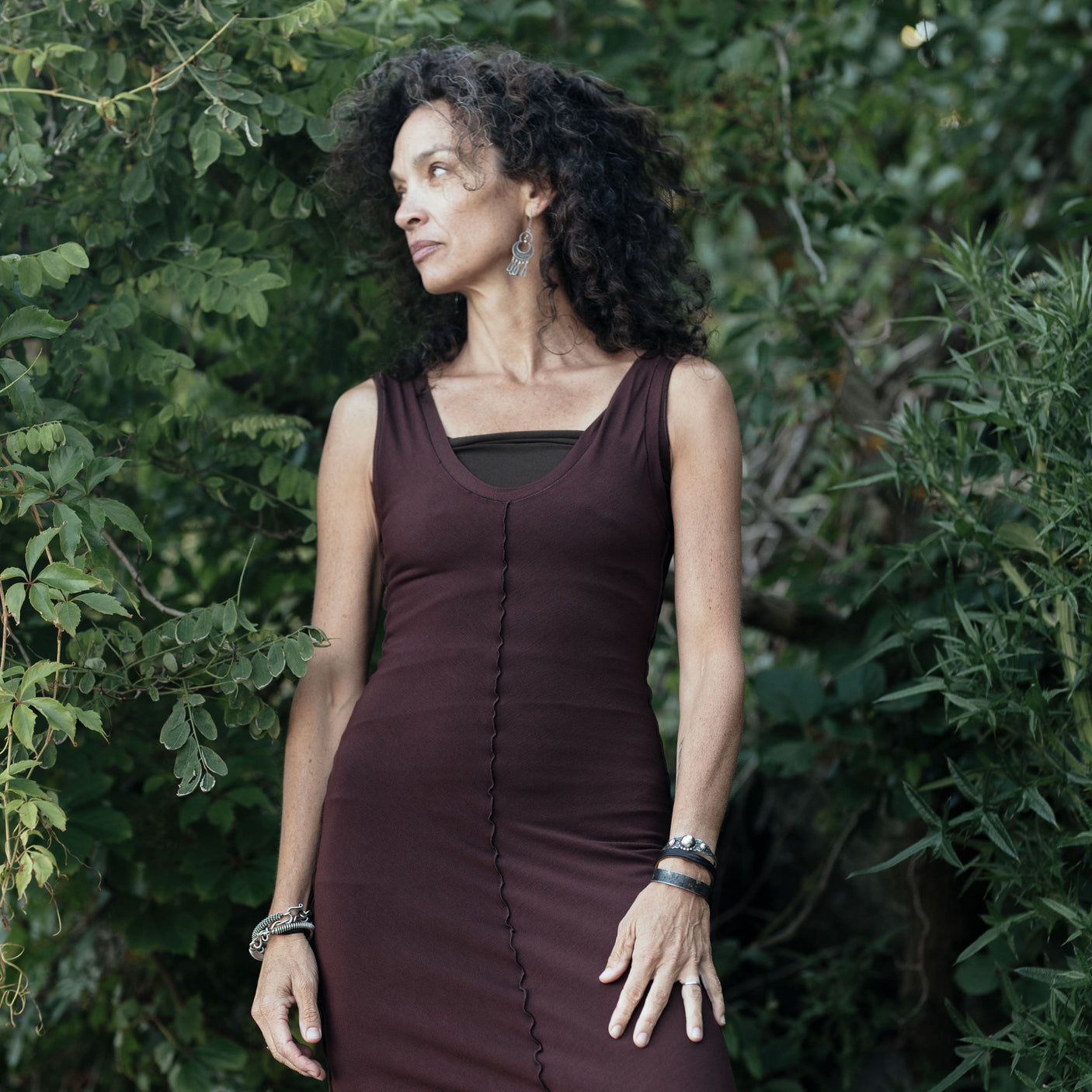 goddess dress in wine