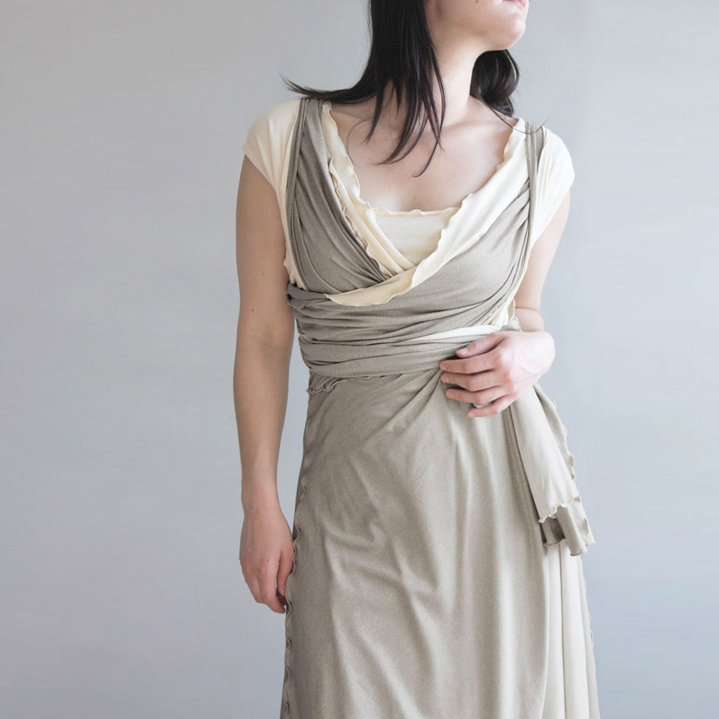 formal wrap in pewter + shimmer