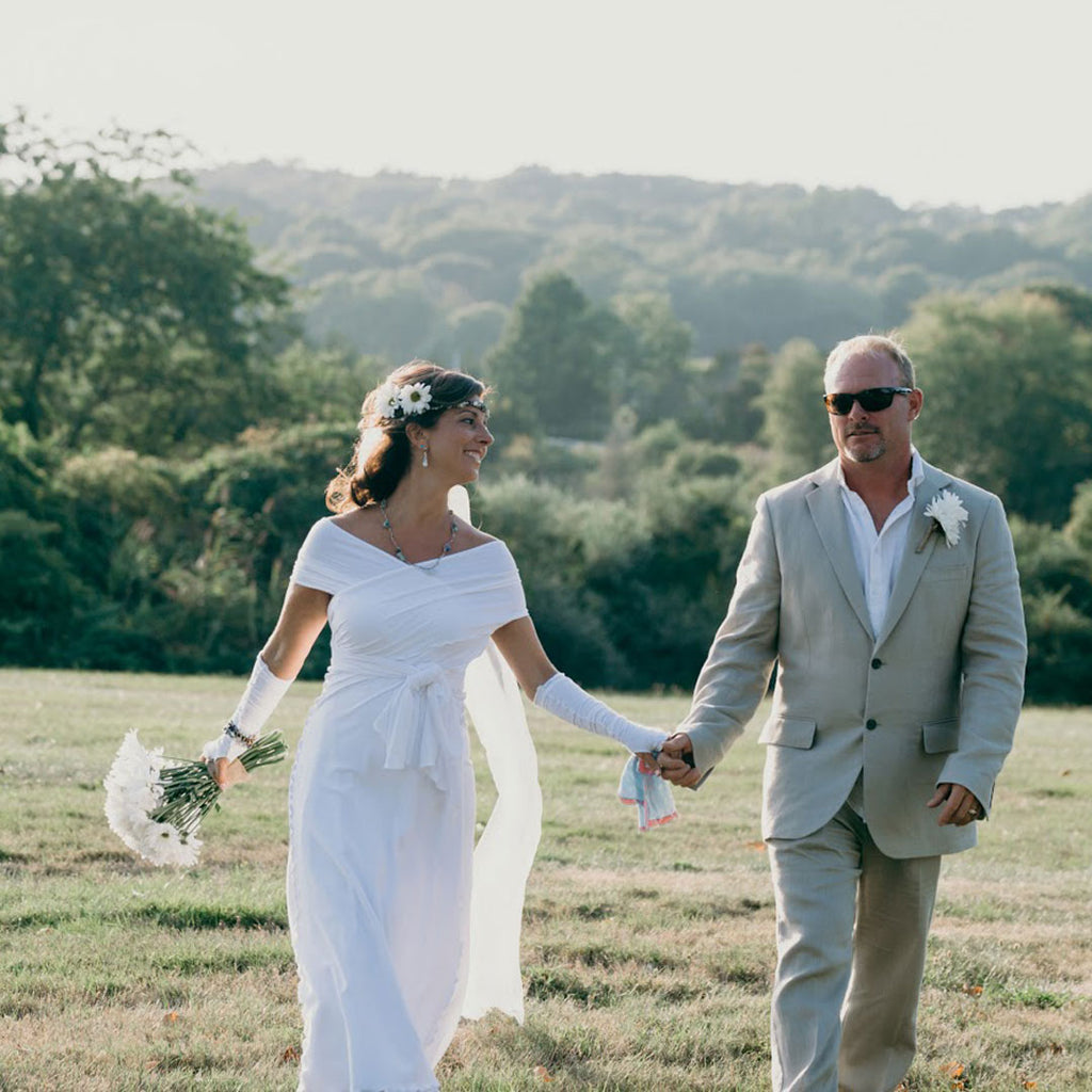  formal wrap in white on bride