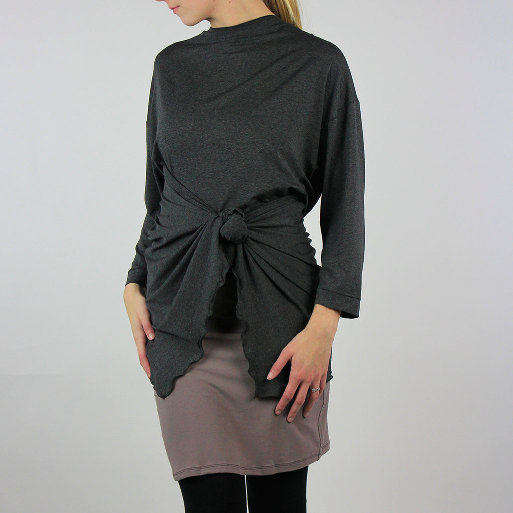 prima wrap jacket in charcoal