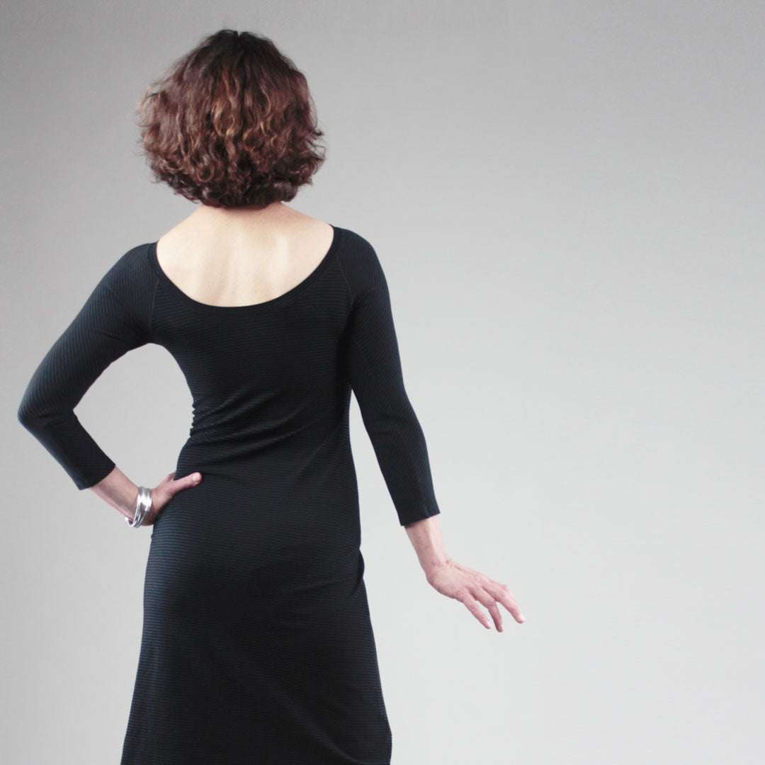noble dress in subtle black bamboo
