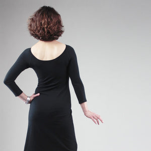 noble dress in subtle black bamboo