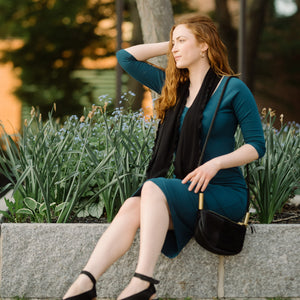 lagoon noble dress + black loop is oh-so-elegant