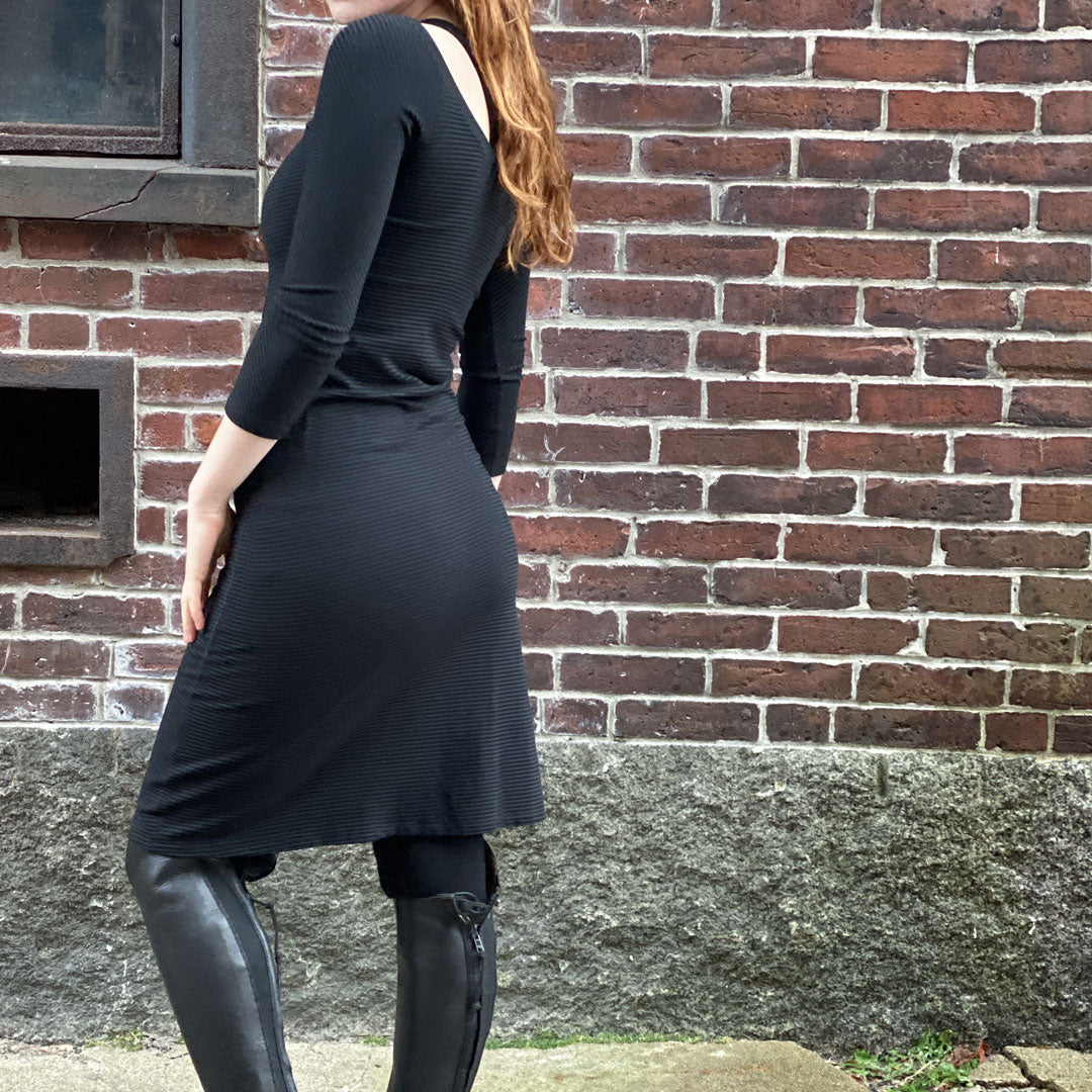 noble dress in subtle black stripe on a size cloud angel