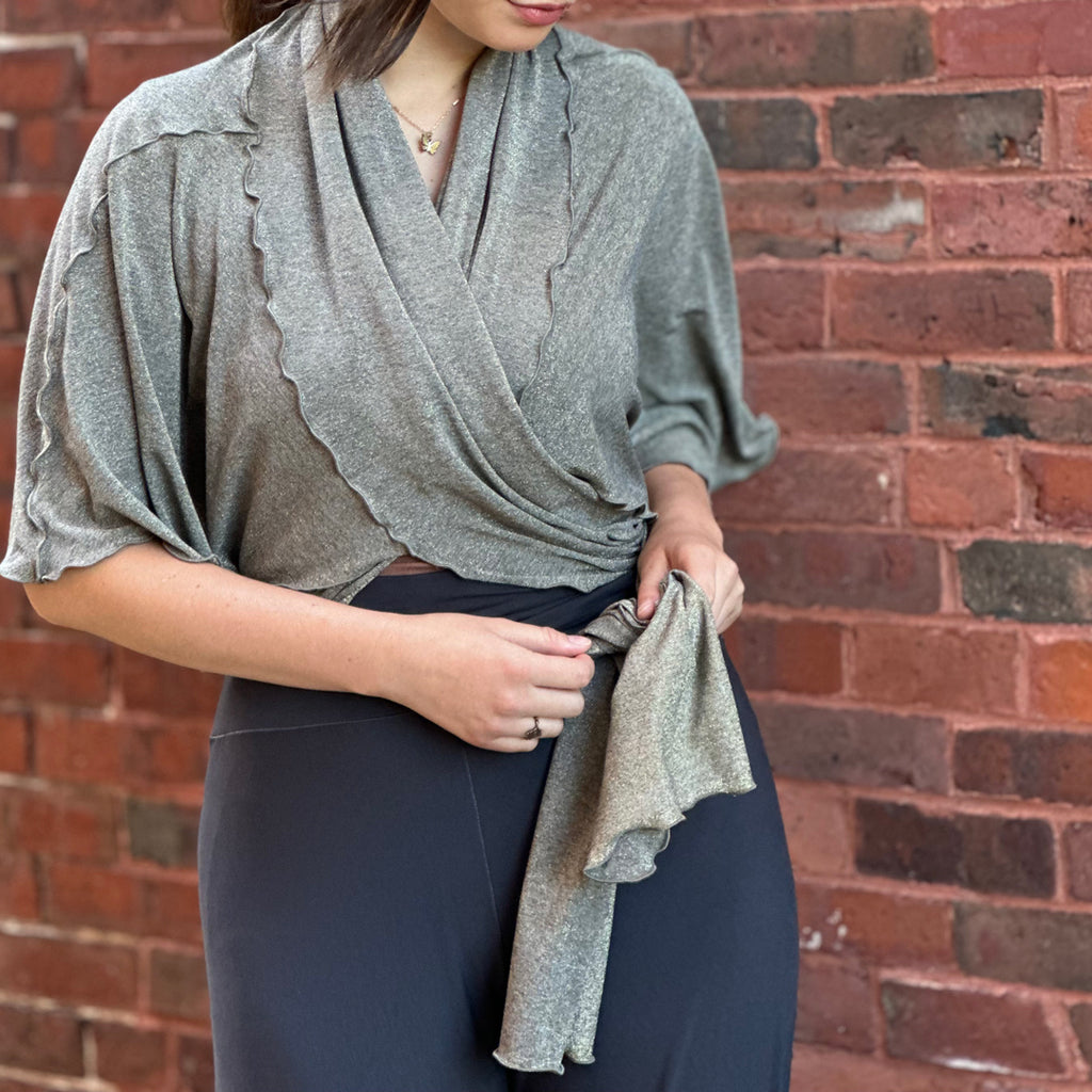 tissue carbon palazzo pants with gold shimmer girly wrap