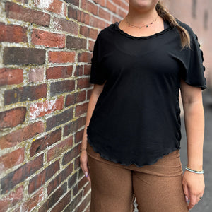 angelrox® sweet t in black styled with almond swirlsuit