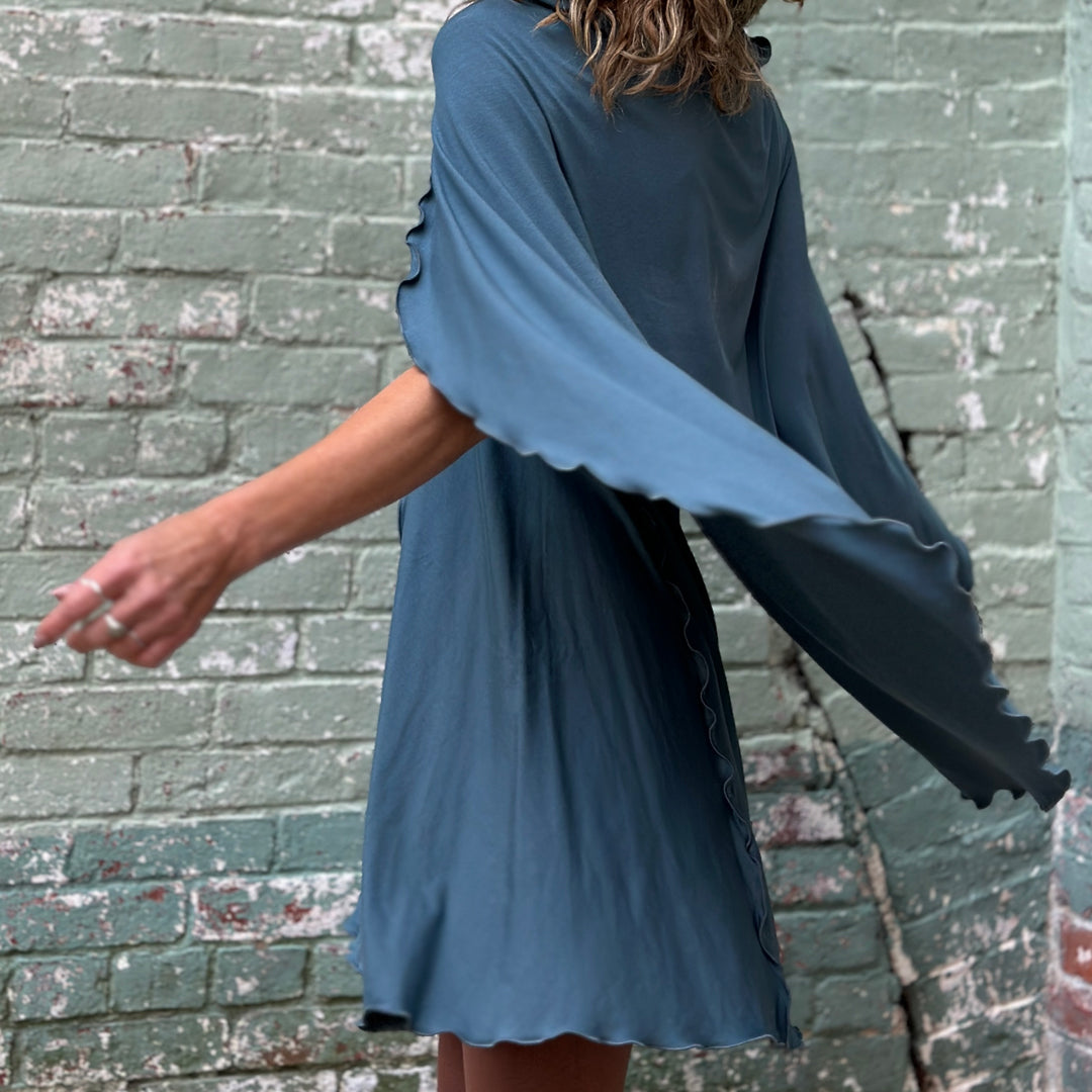 angelrox® dahlin' dress in ocean on a size cloud model
