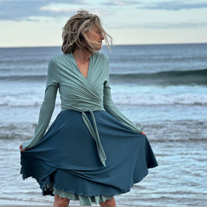 rappa jacket in glass paired with ocean + glass dancer