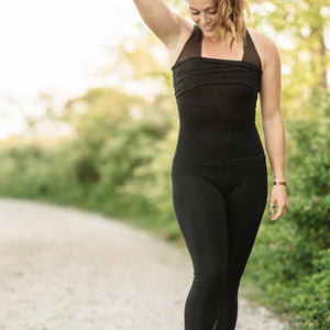 black playsuit as a full body suit