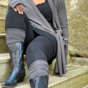 subtle black stripe playsuit- gray + black hues