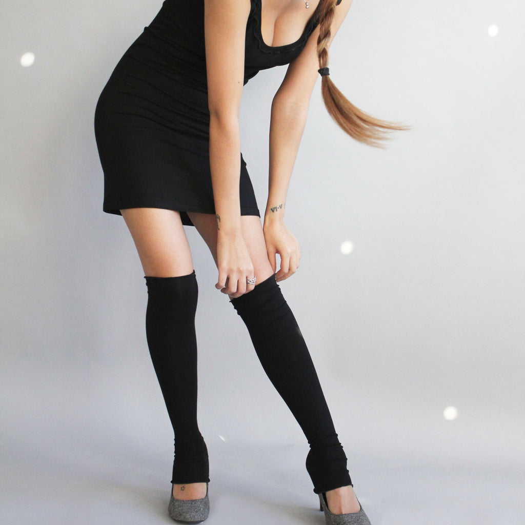 black stockings- high + low