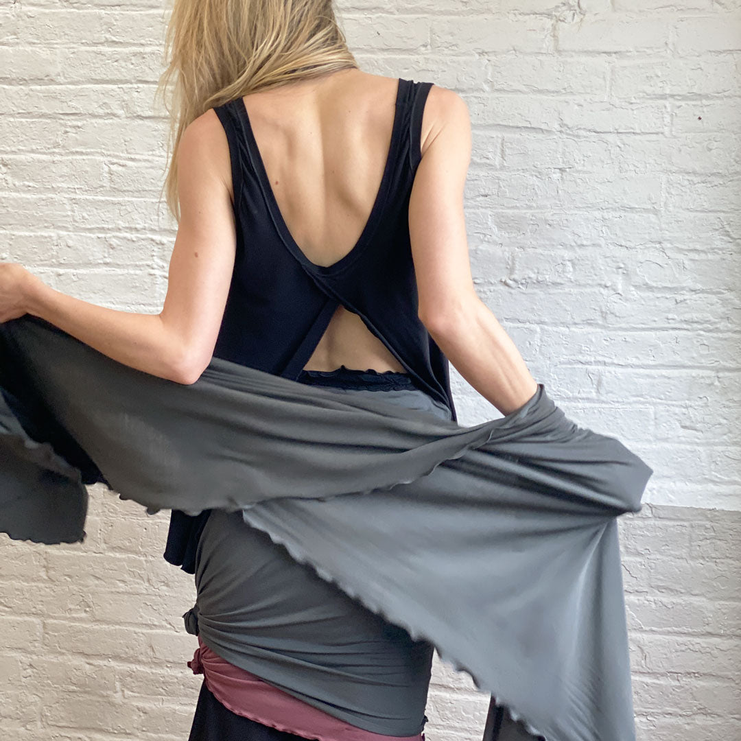 tulip tissue tank in black