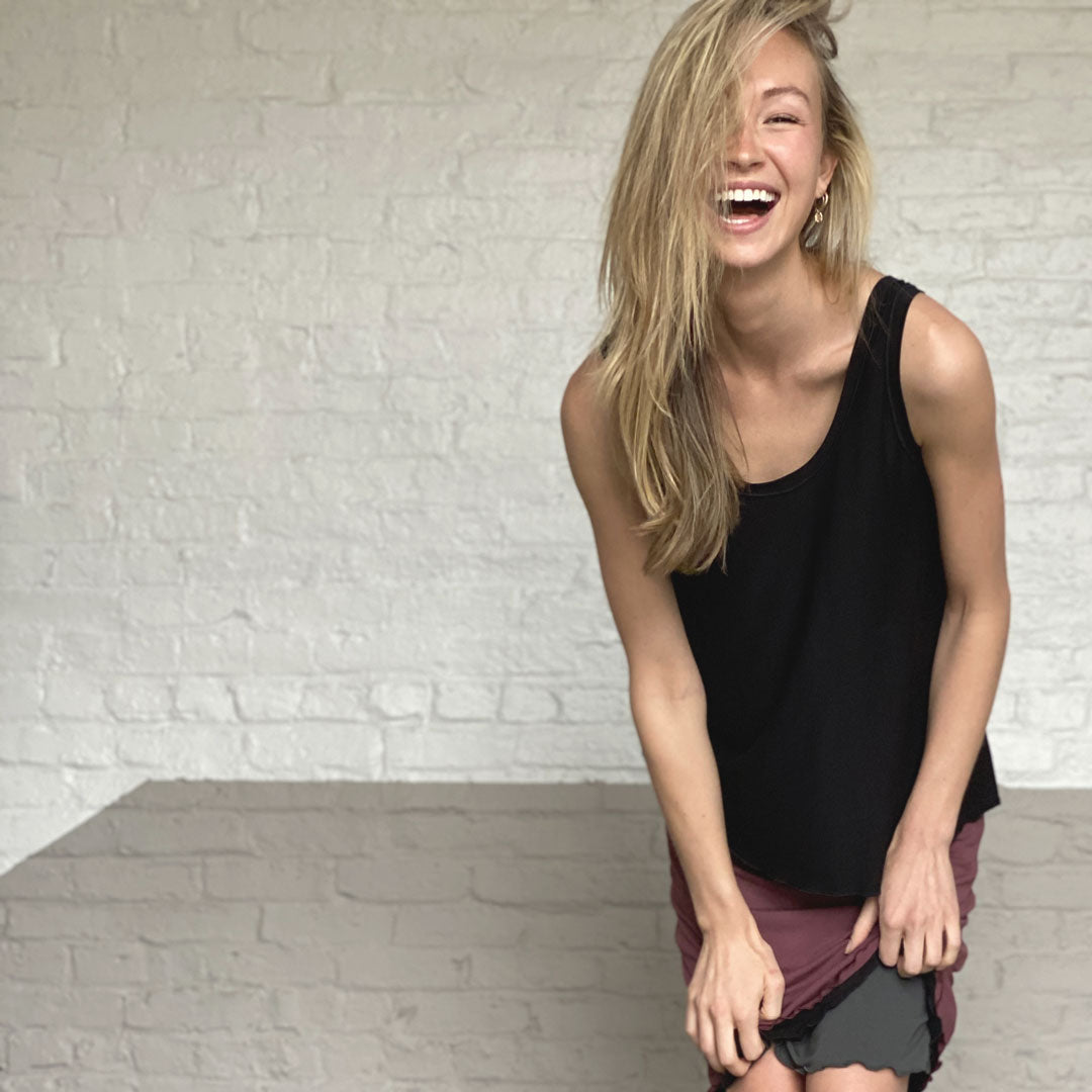 tulip tissue tank in black