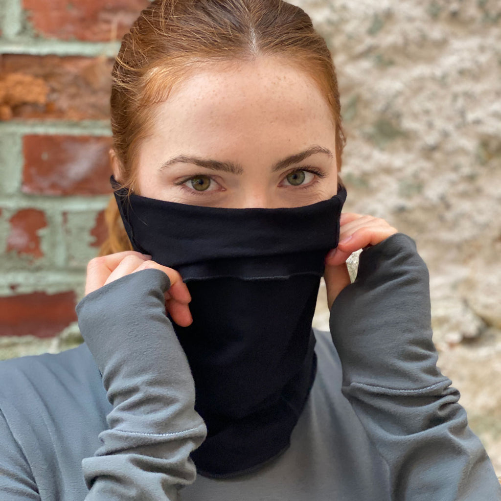 suger® solstice cozy neck warmer face cover in black