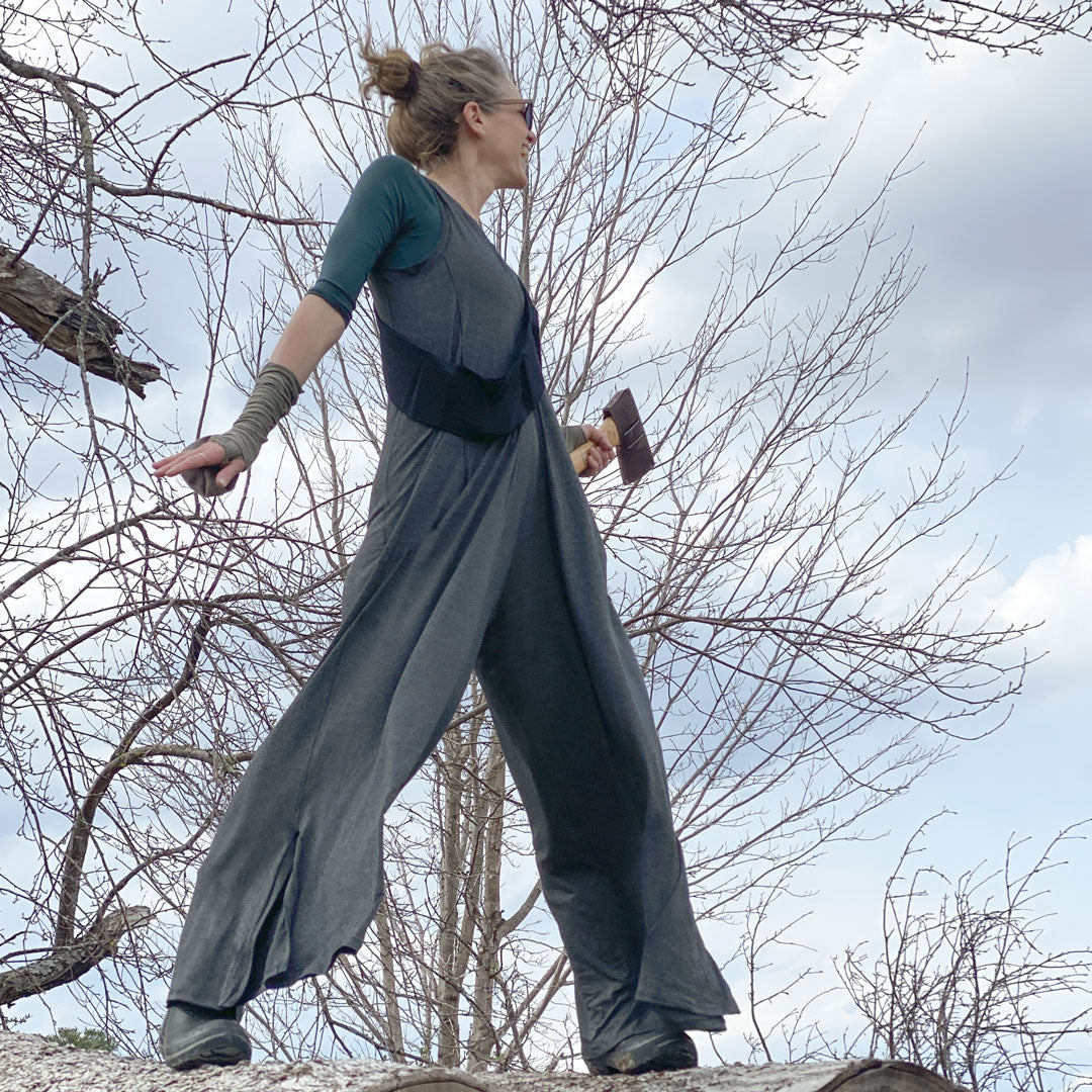 farmer jumpsuit in charcoal + soul sash sling in black