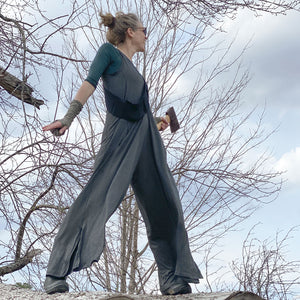 farmer jumpsuit in charcoal + soul sash sling in black