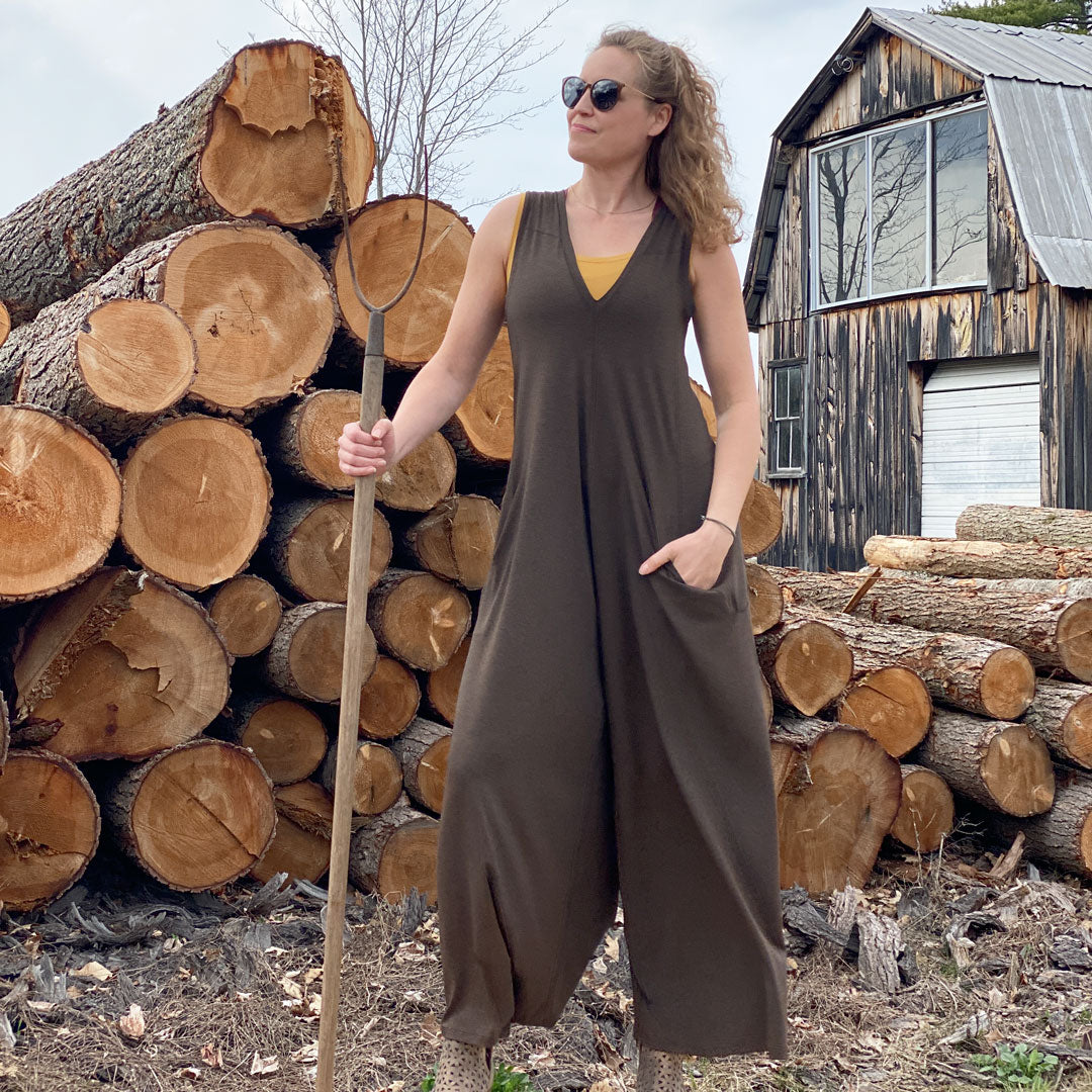 farmer jumpsuit in espresso