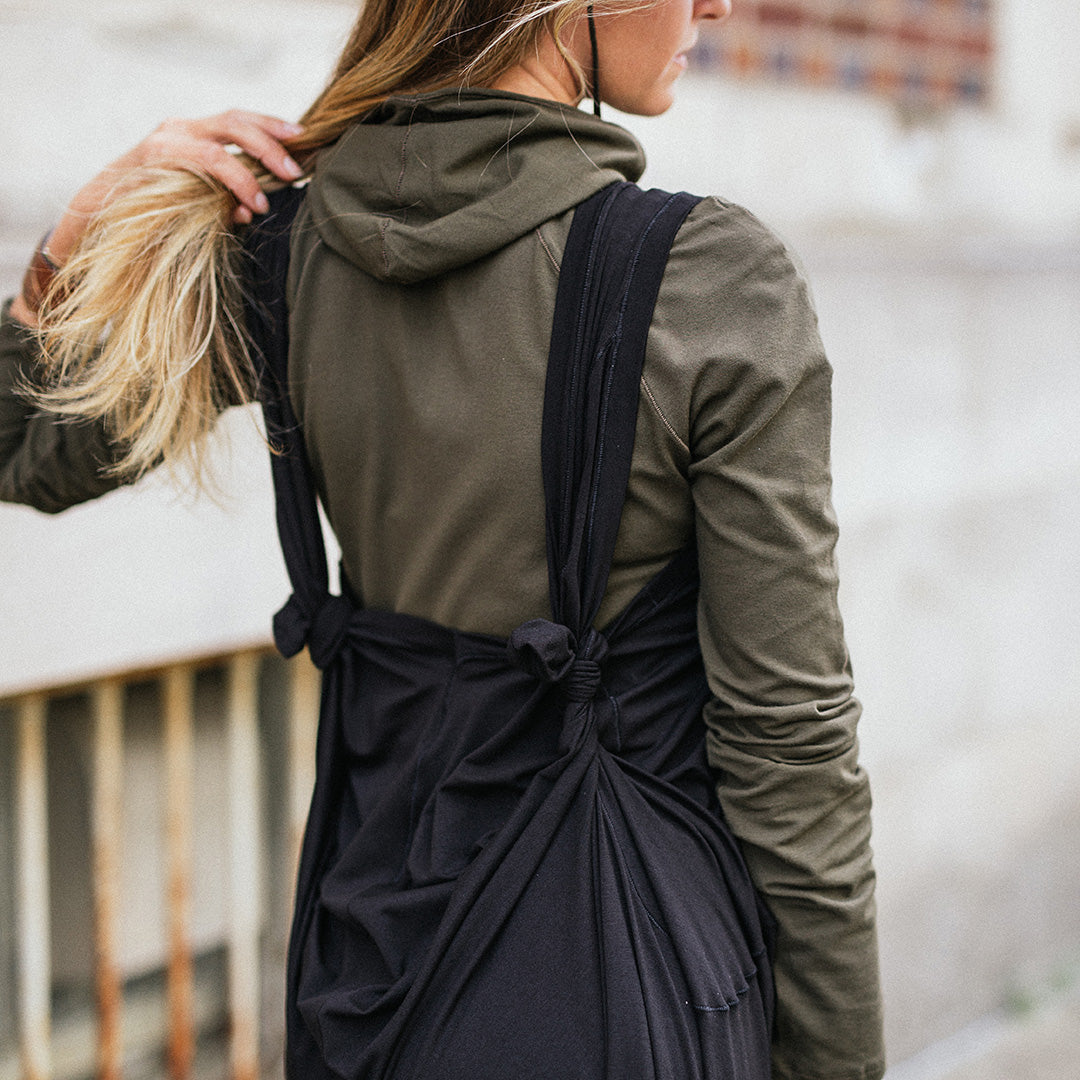 scuba hooded ski tunic in olive under black farmer