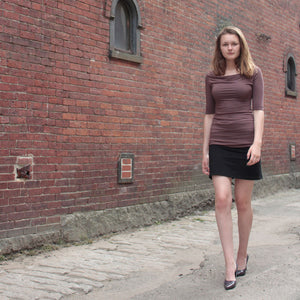 root skirt in black bamboo + cacao grace top