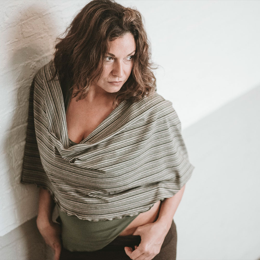 earth stripe loop as shawl