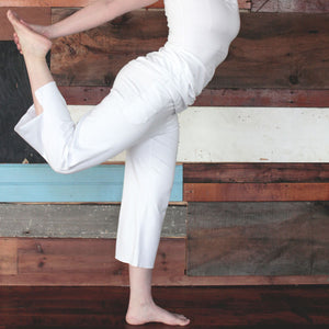white bamboo kick pant on a size cloud angel