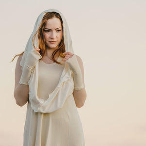milk loop scarf shawl + milk glow gown = stunning