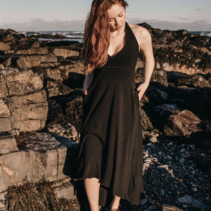 harmony vneck halter dress in black