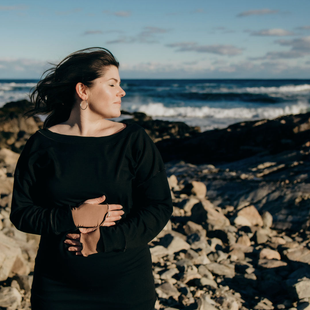 peace + love in black terry bamboo