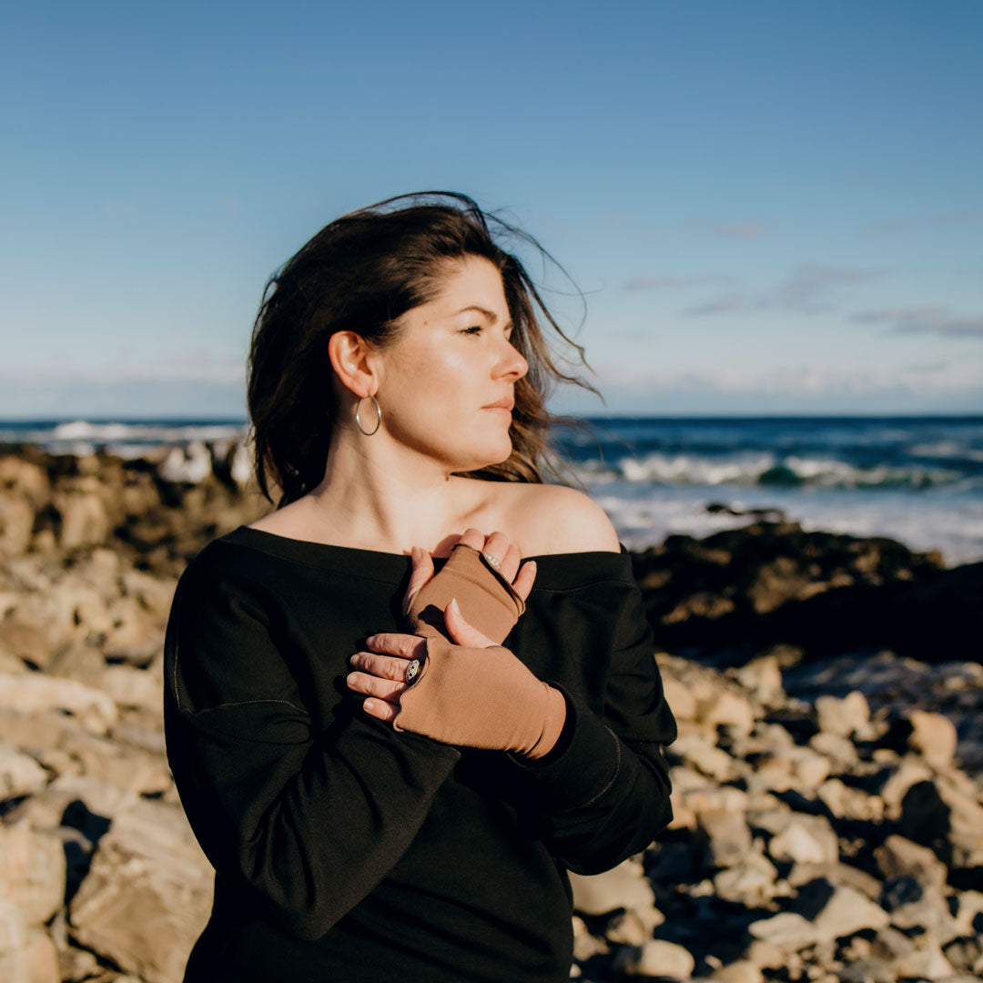 peace + love in black terry bamboo