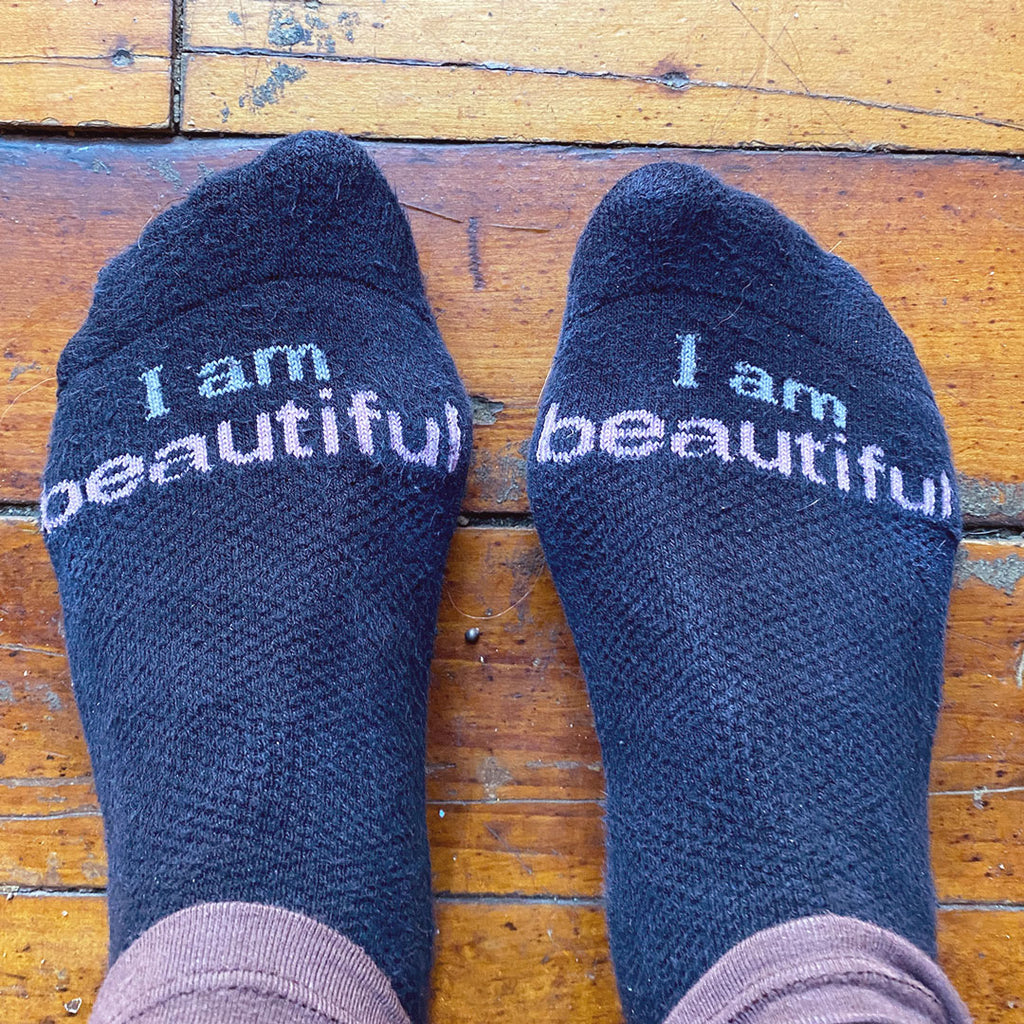 "i am beautiful" cozy cotton socks