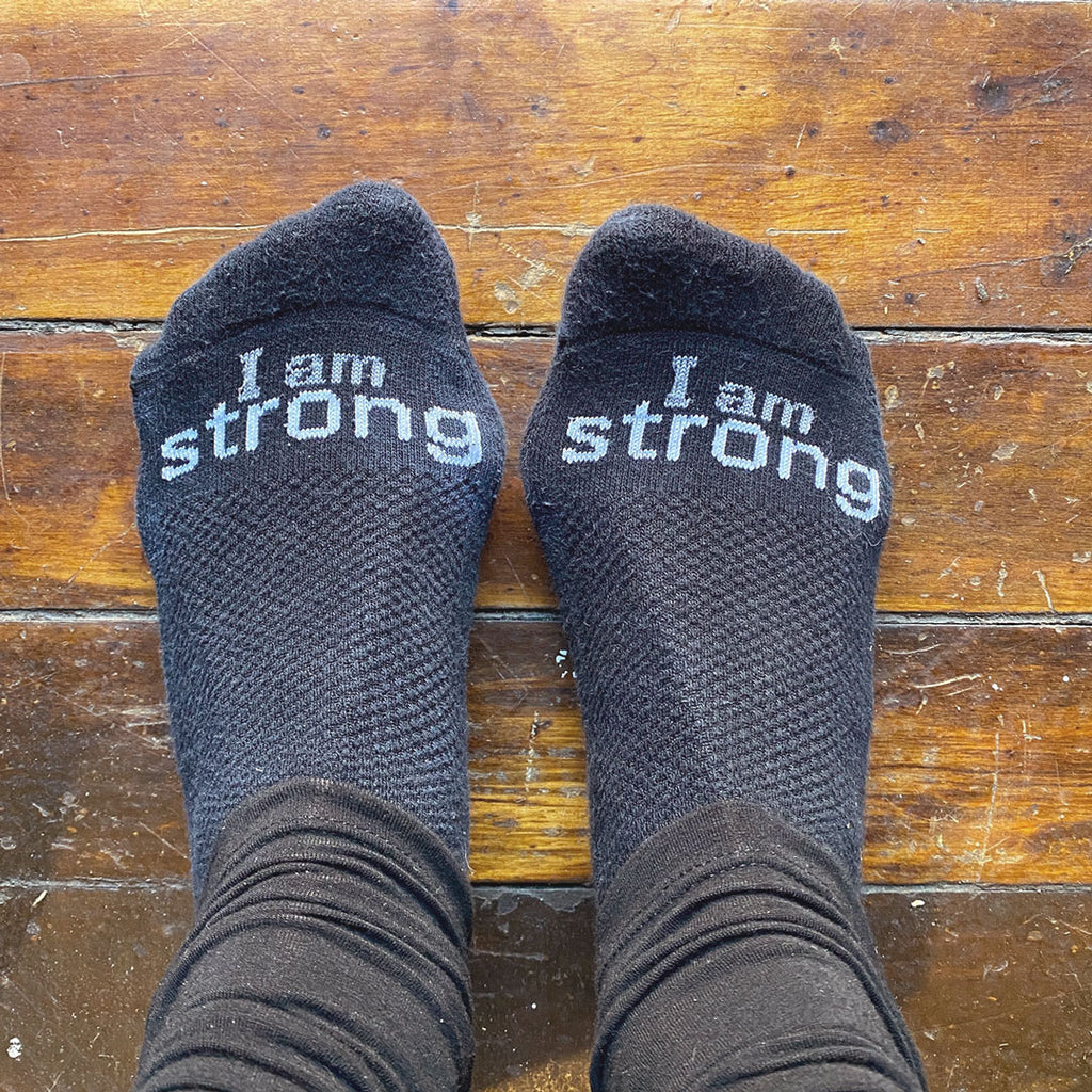 "i am strong" cozy cotton socks