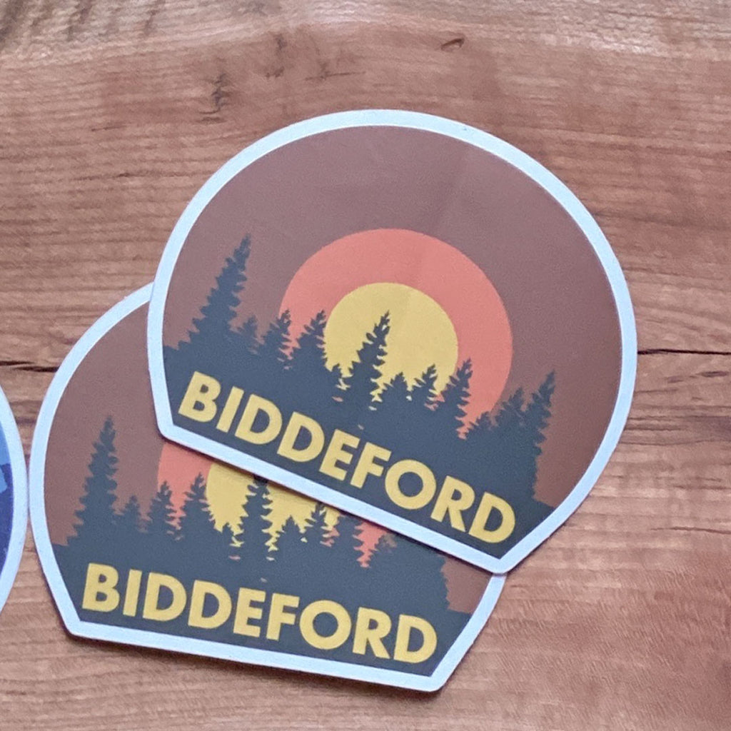 forest skyline blue biddeford sticker