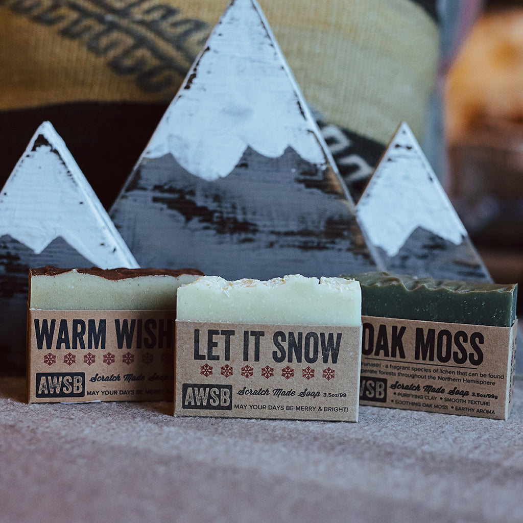 good soap in the scents, warm wishes, let it snow, and oak moss