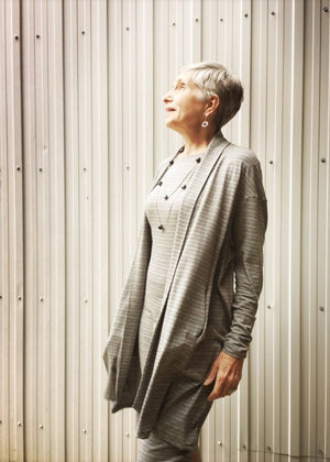  hstripe coco blazer over matching sheath